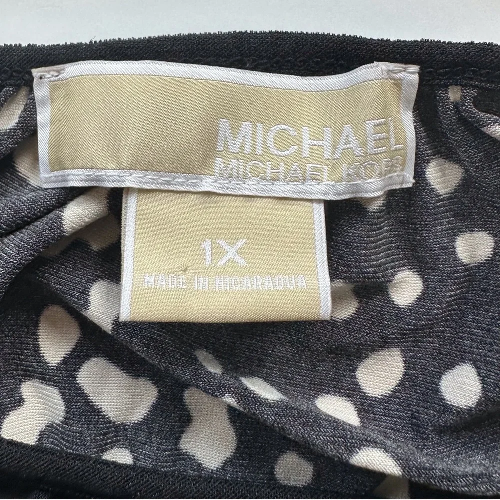 Michael‎ Kors 3/4 Sleeve Blouse Women’s 1x Black White Print Scoop Neck